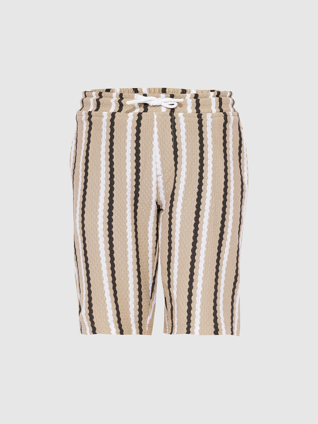 BOYS Beige Striped Co-ord Set Shorts