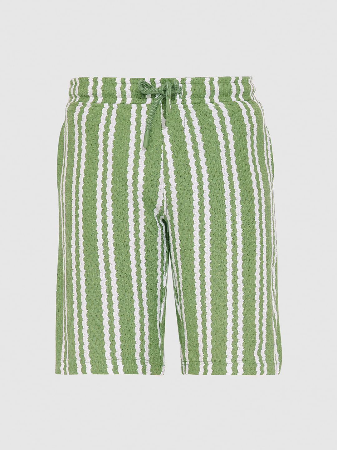 Boys Green Striped Co-ord Set Shorts