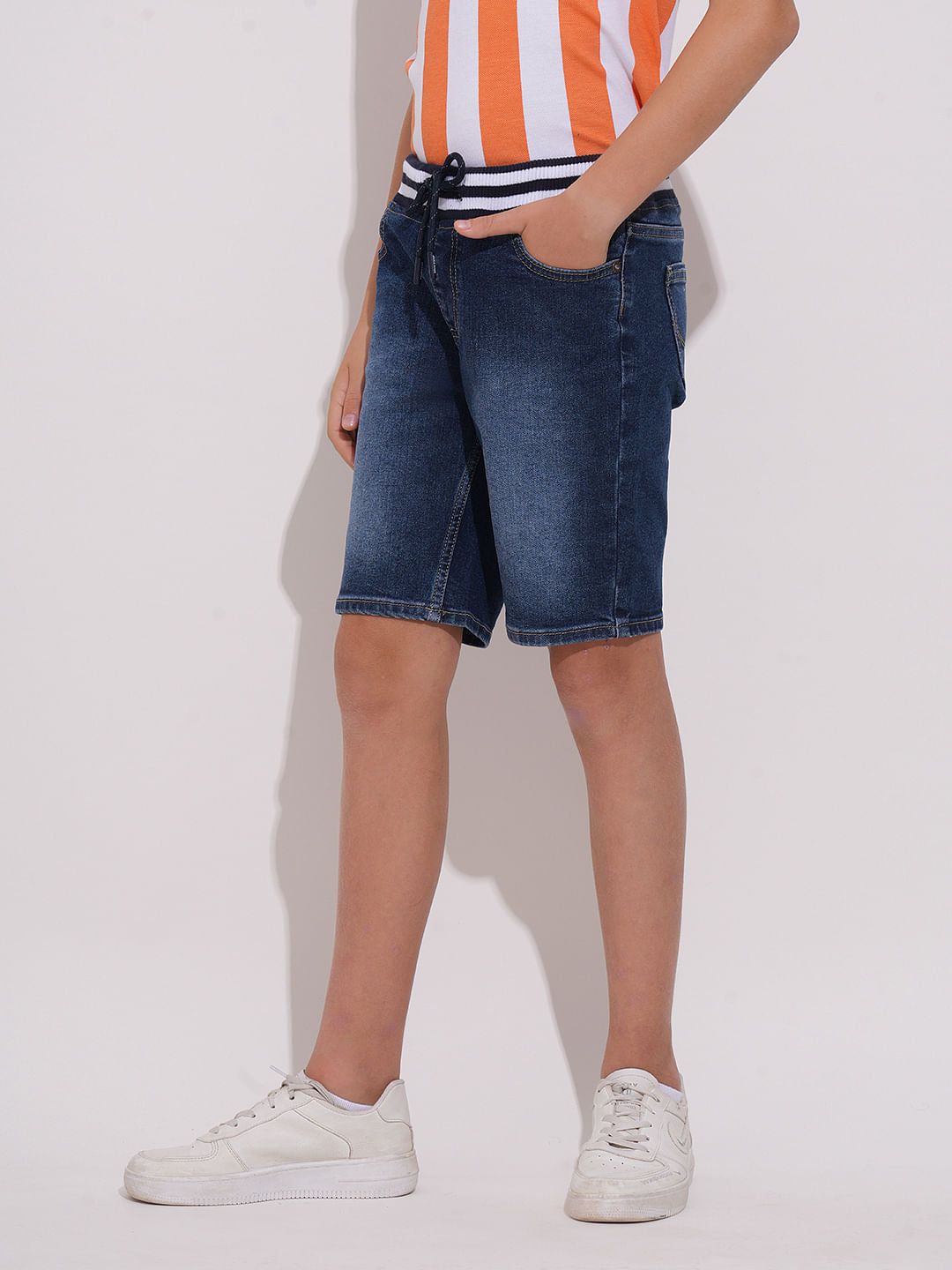 Boys Dark Blue Washed Denim Shorts