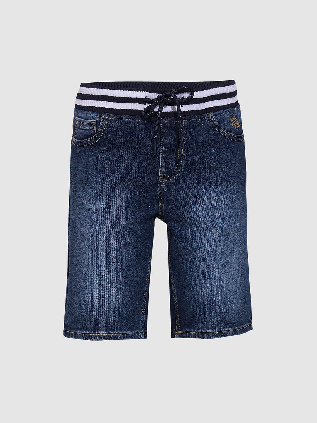 Boys Dark Blue Washed Denim Shorts