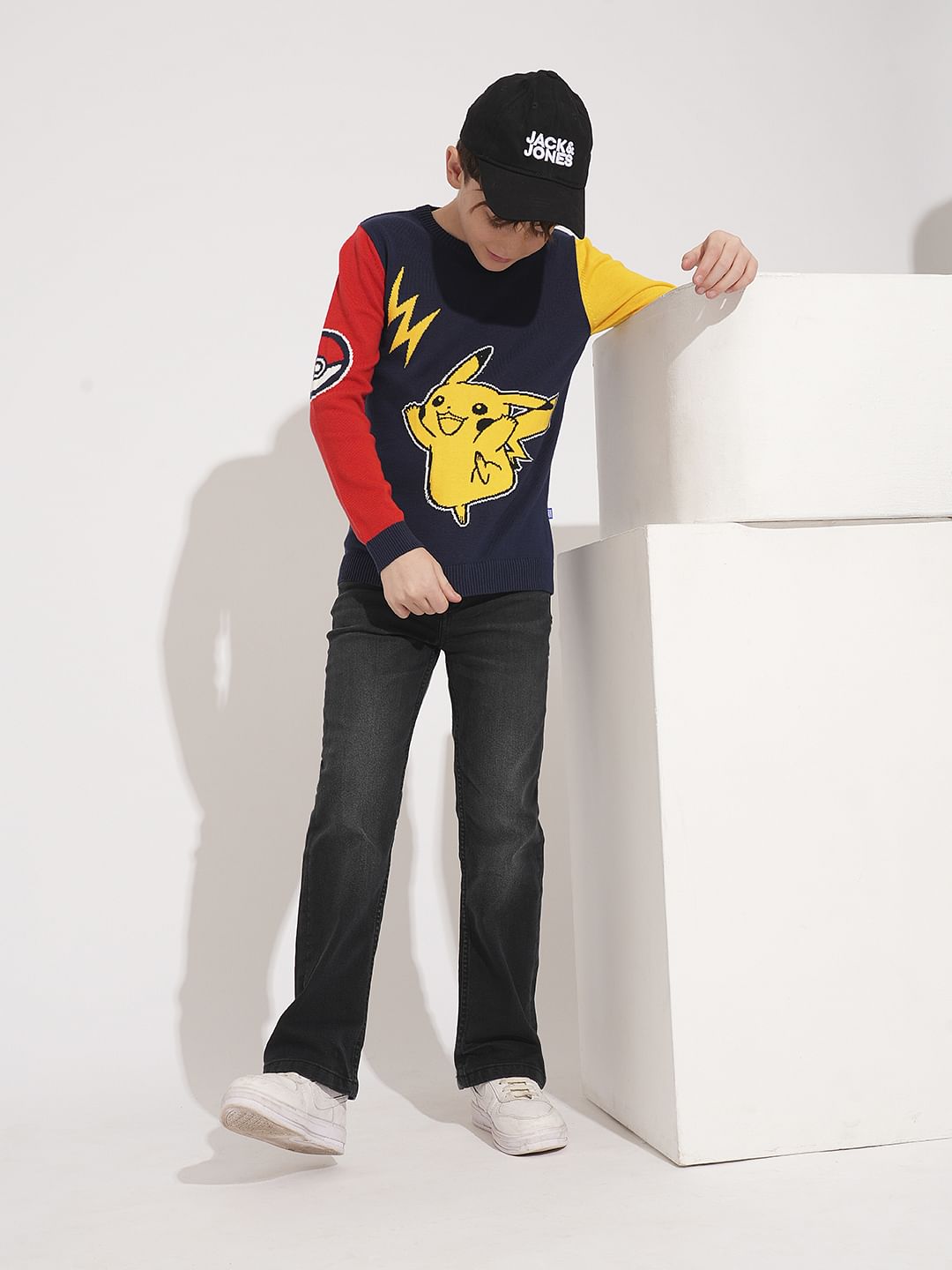 PIKACHU Navy Blue Printed Pullover
