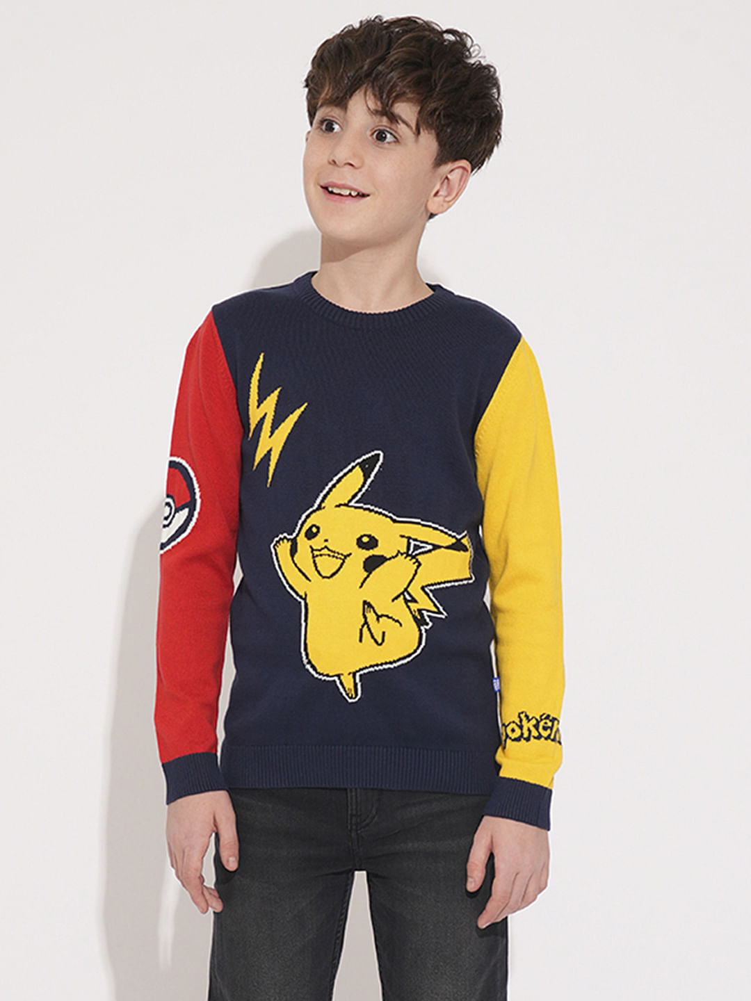 PIKACHU Navy Blue Printed Pullover