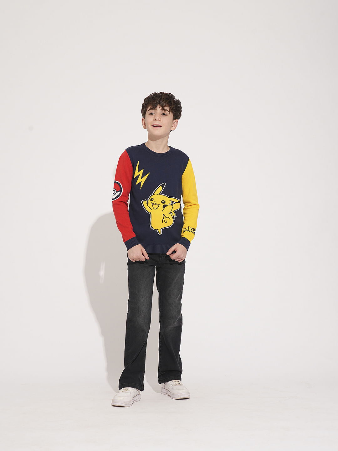 PIKACHU Navy Blue Printed Pullover