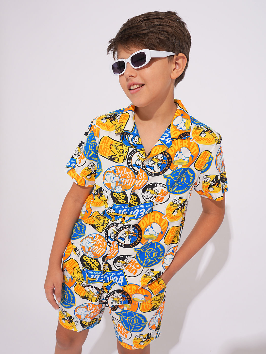 DONALD DUCK White Printed Co-ord Set Shirts