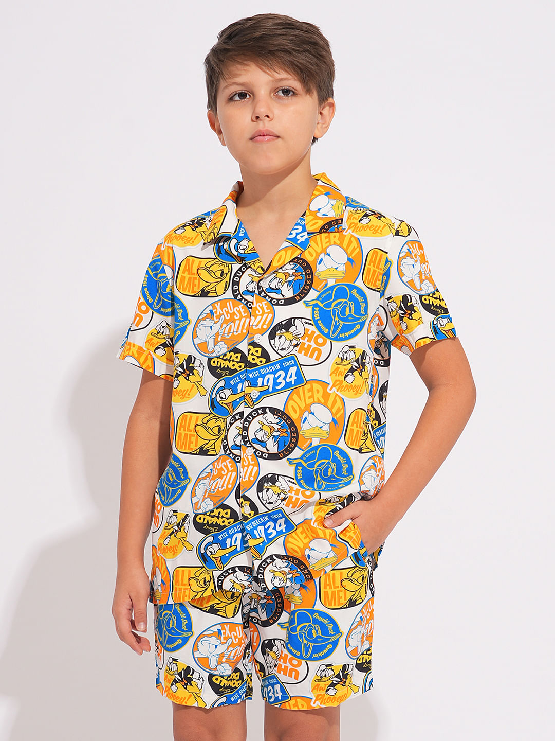 DONALD DUCK White Printed Co-ord Set Shirts