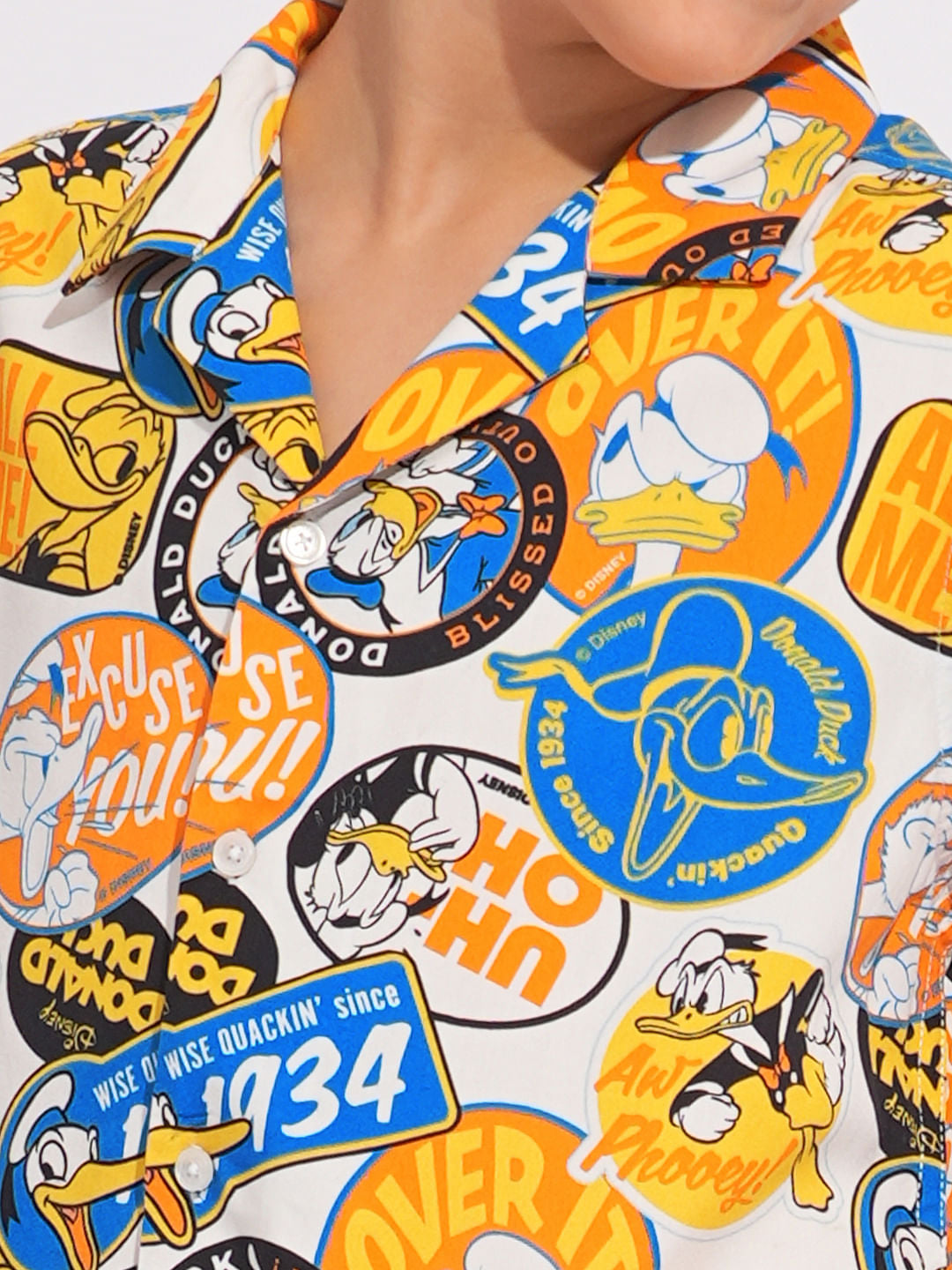 DONALD DUCK White Printed Co-ord Set Shirts