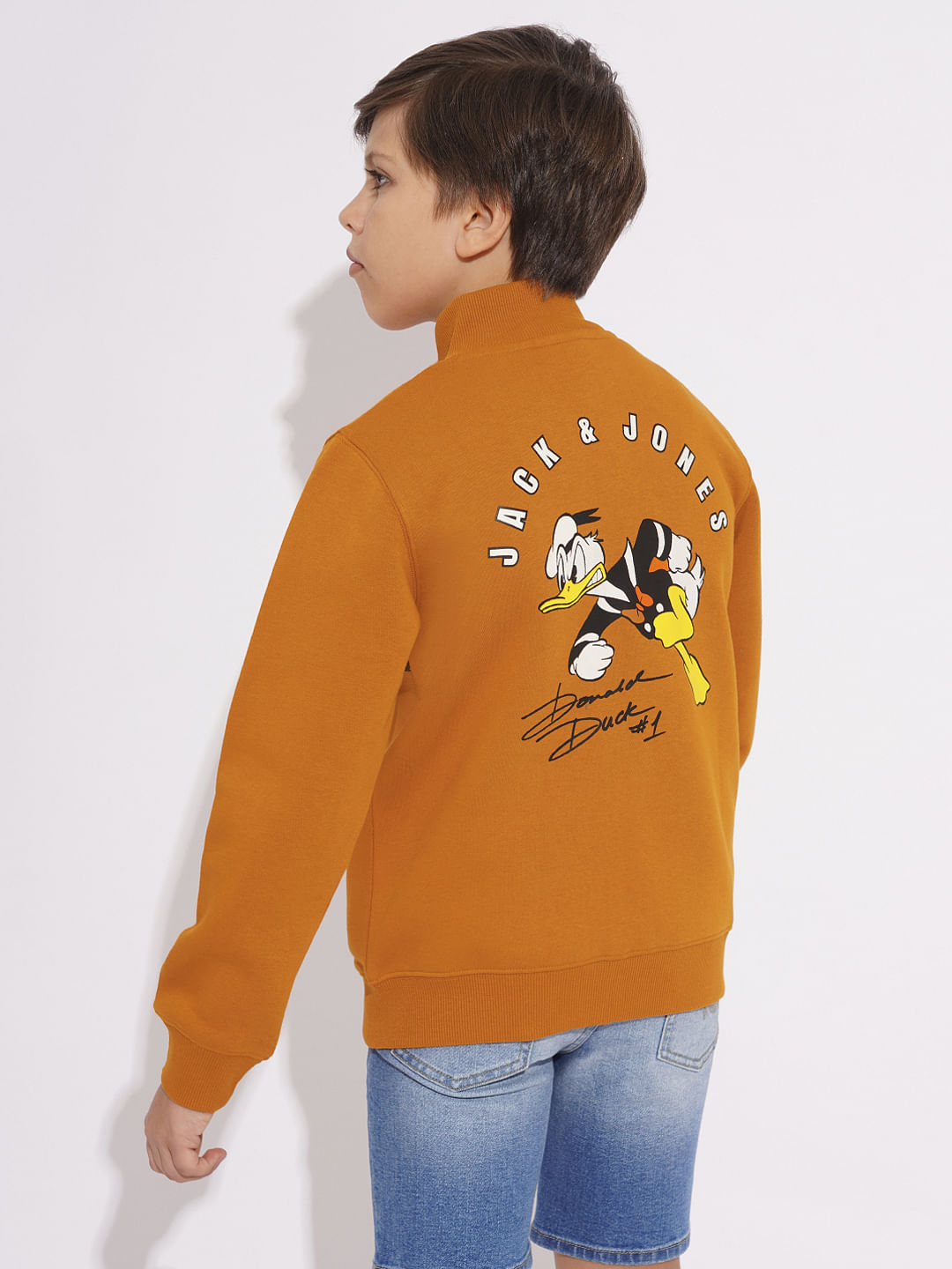DONALD DUCK Orange High Neck Zip-Up Sweatshirt