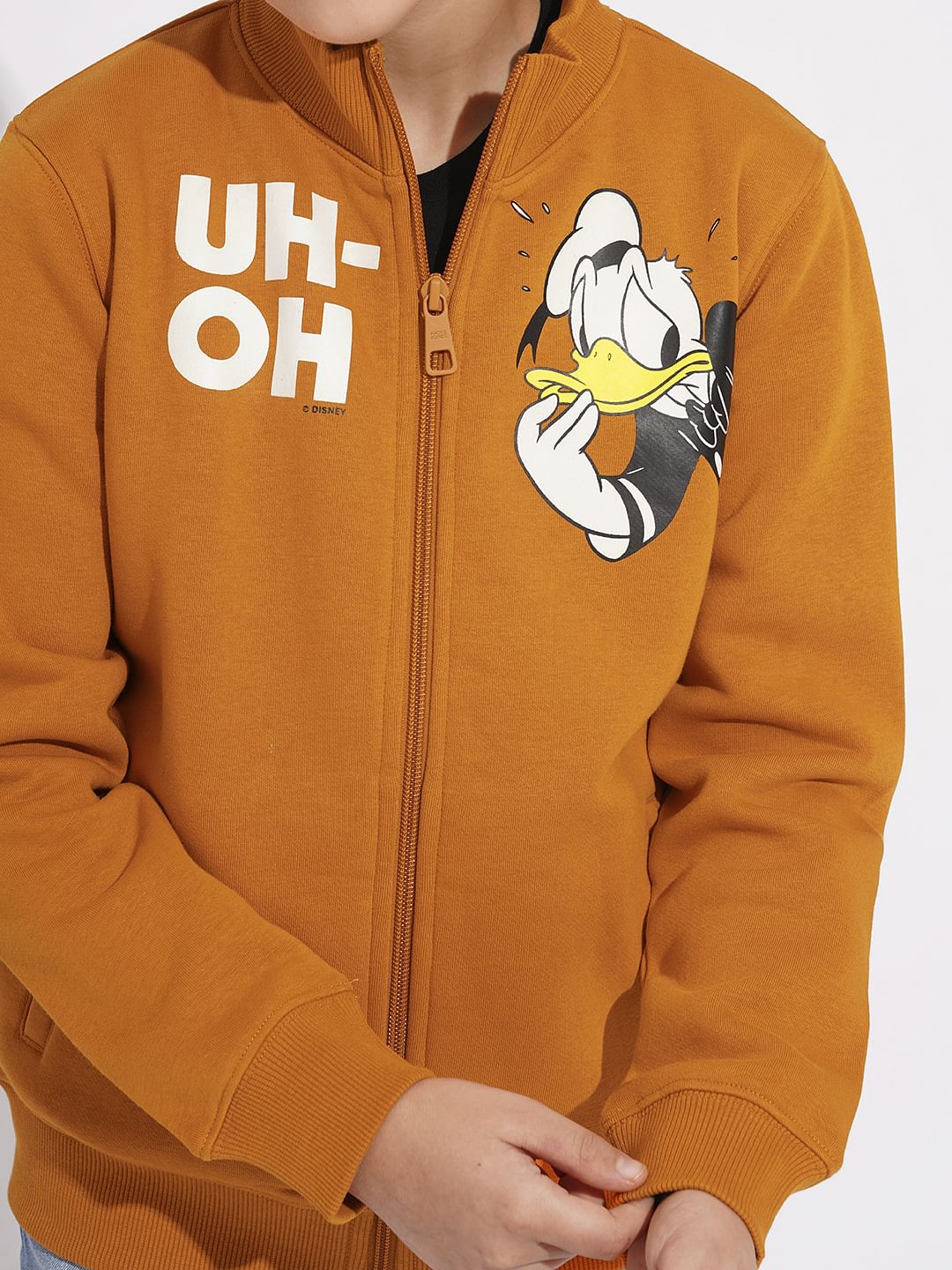 DONALD DUCK Orange High Neck Zip-Up Sweatshirt