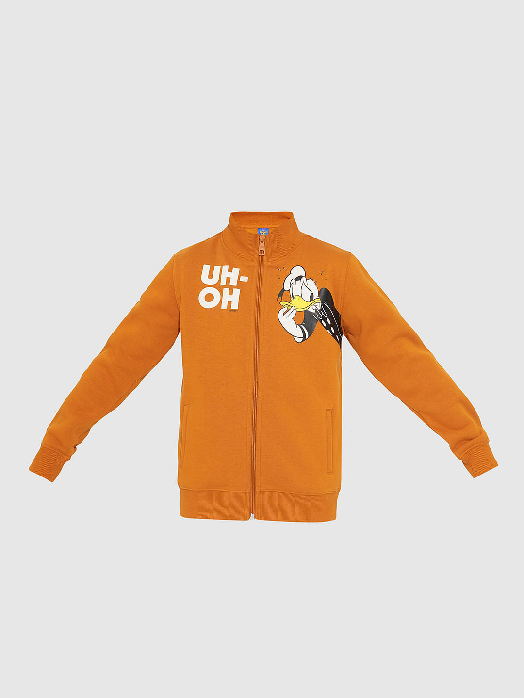 DONALD DUCK Orange High Neck Zip-Up Sweatshirt