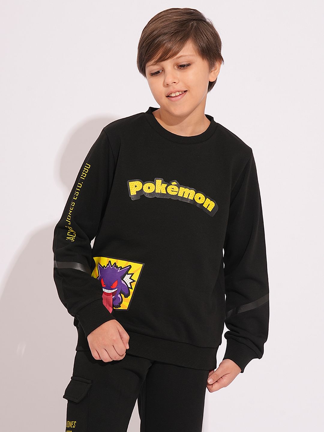 Pok mon Black Printed Sweatshirt