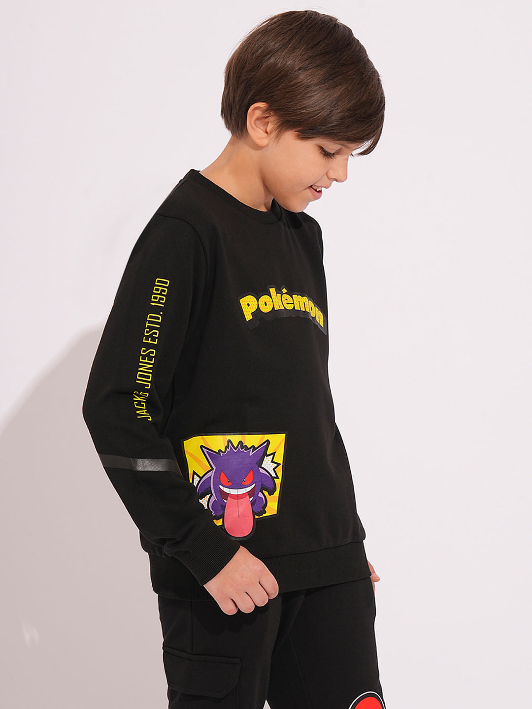 Pok mon Black Printed Sweatshirt