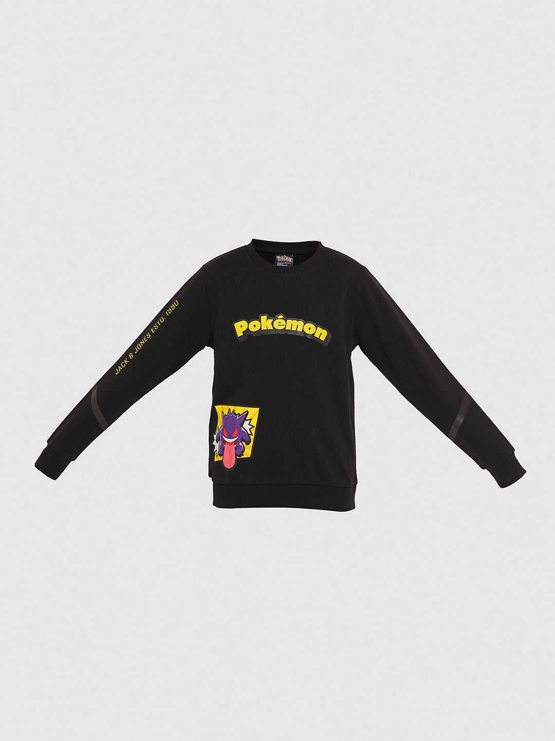 Pok mon Black Printed Sweatshirt