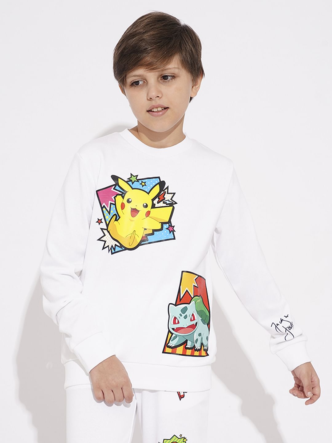 Pokemon White Printed Co-ord Set Sweatshirt