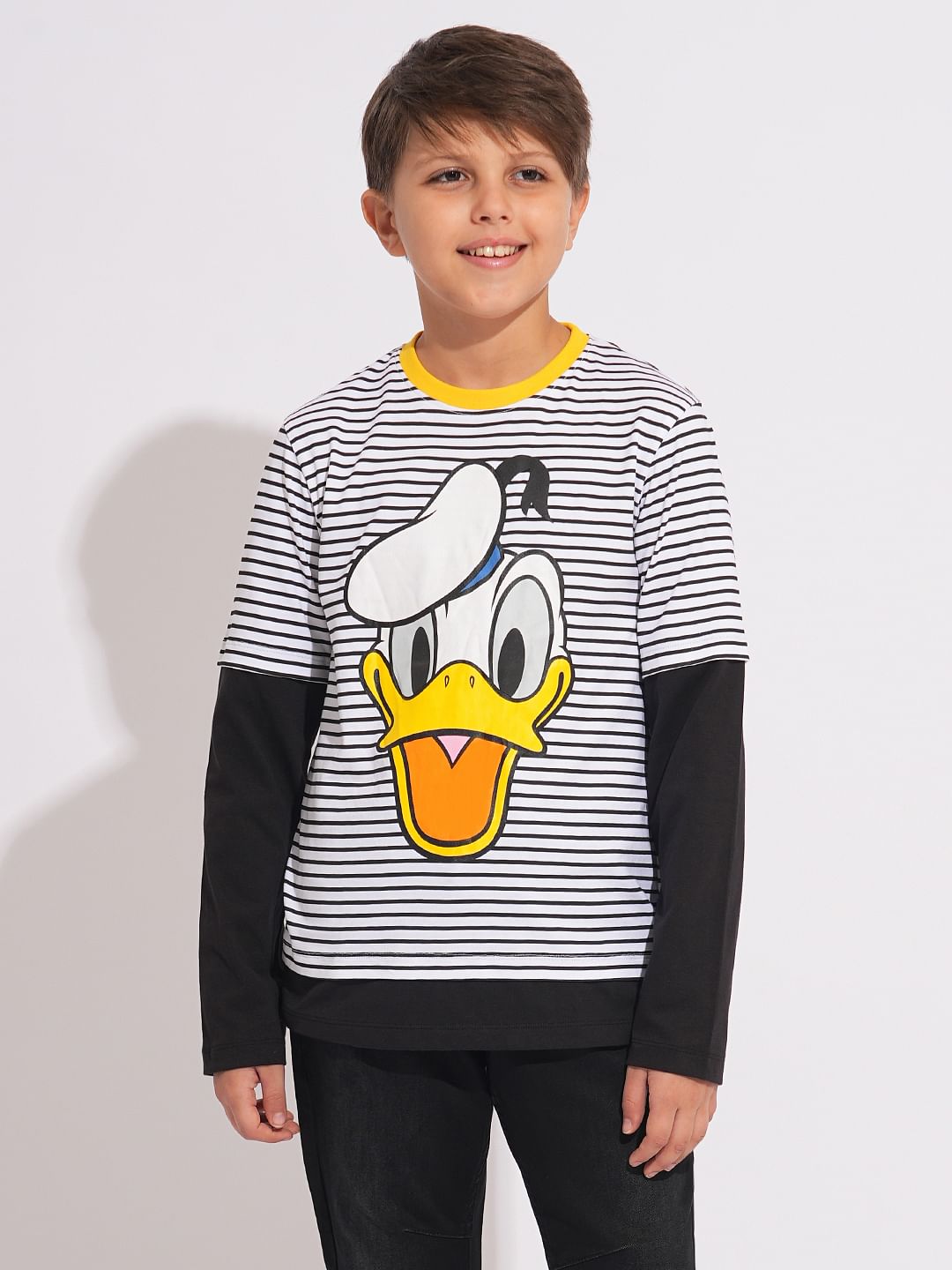 DONALD DUCK Black Striped T-shirt