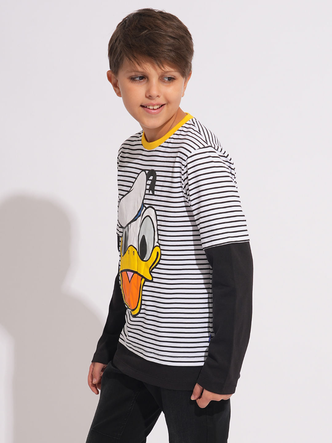 DONALD DUCK Black Striped T-shirt