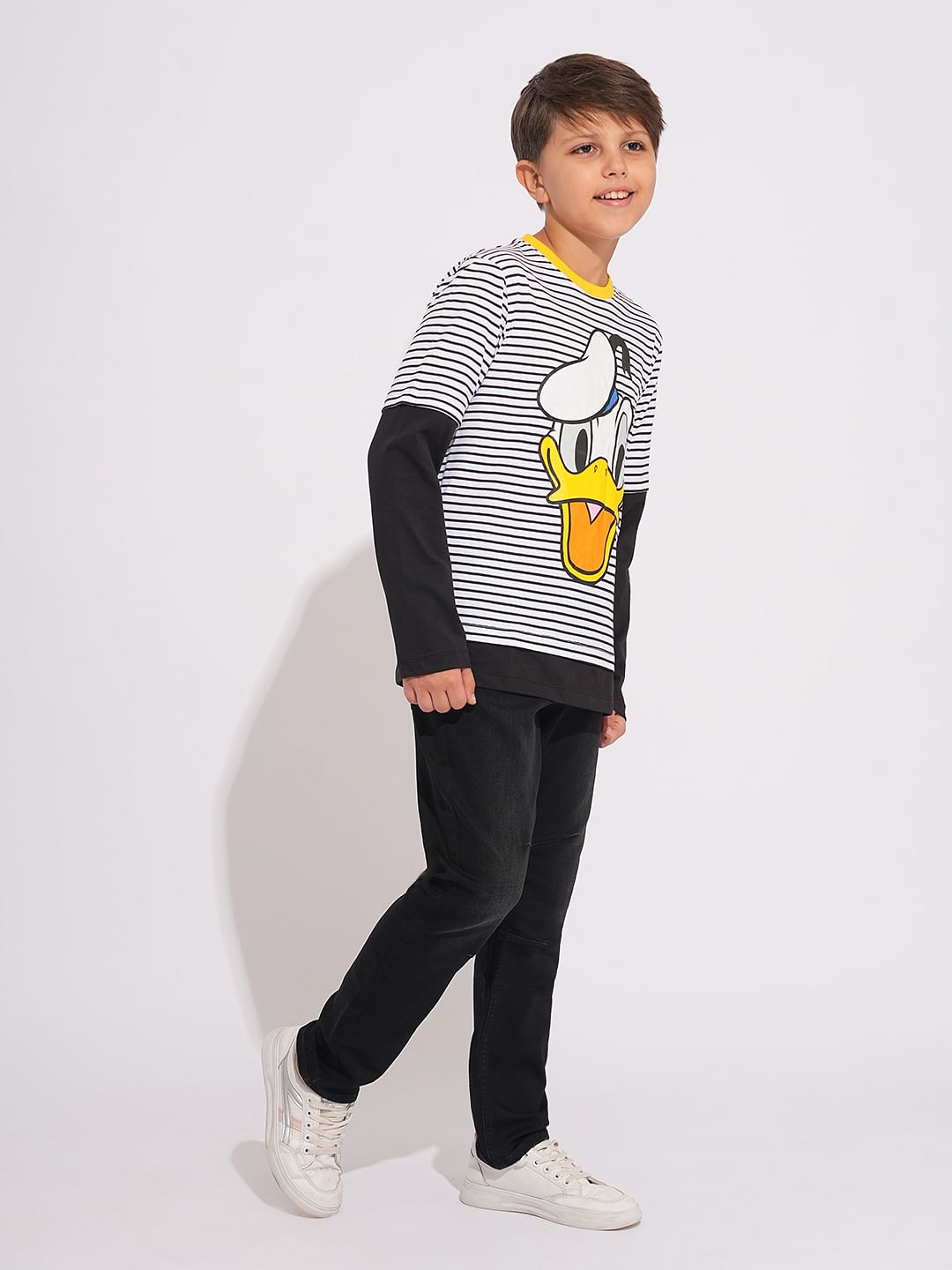 DONALD DUCK Black Striped T-shirt