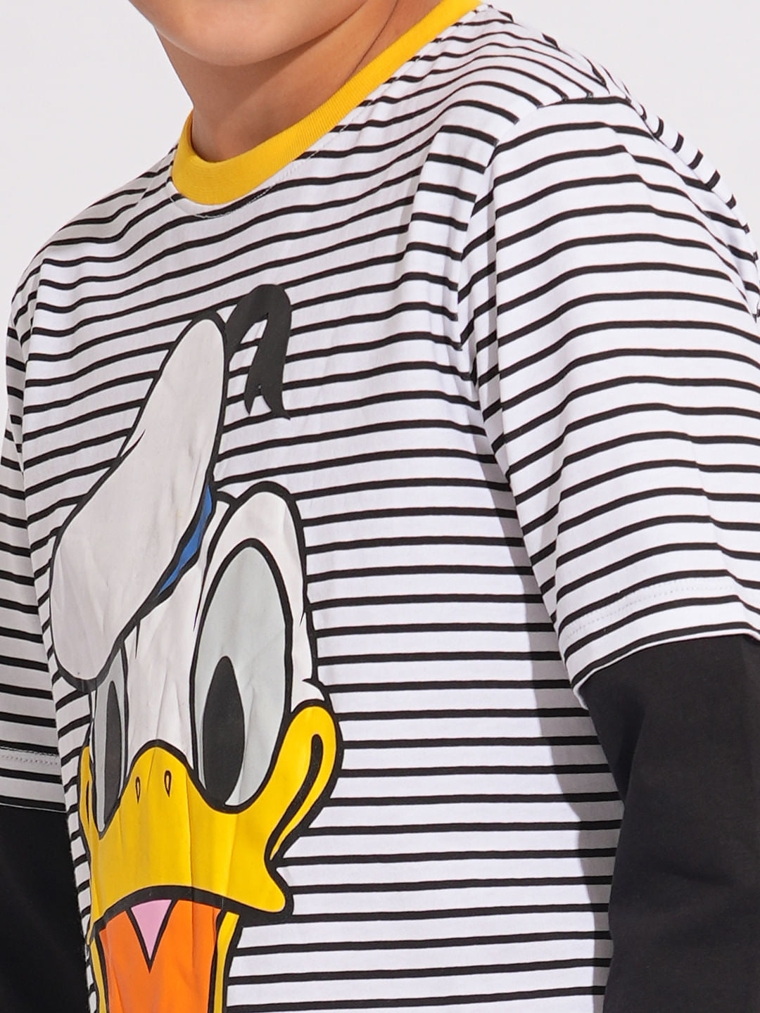 DONALD DUCK Black Striped T-shirt