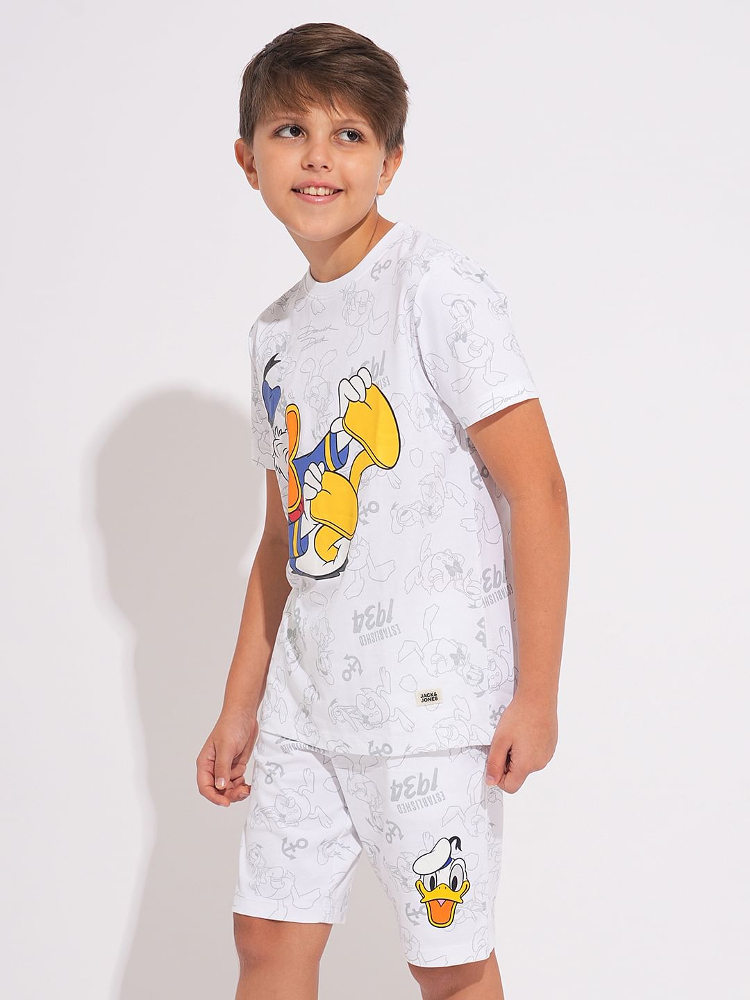 DONALD DUCK White Printed Co-ord Set T-shirt