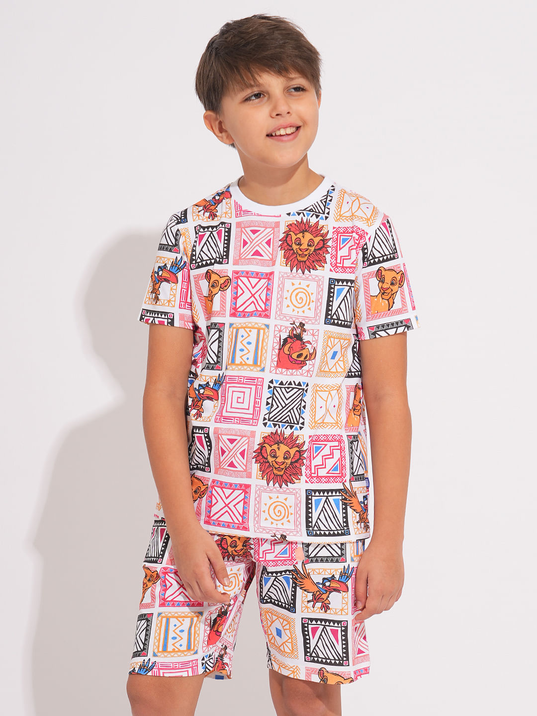 Mufasa & Friends White Printed Co-ord Set T-shirt