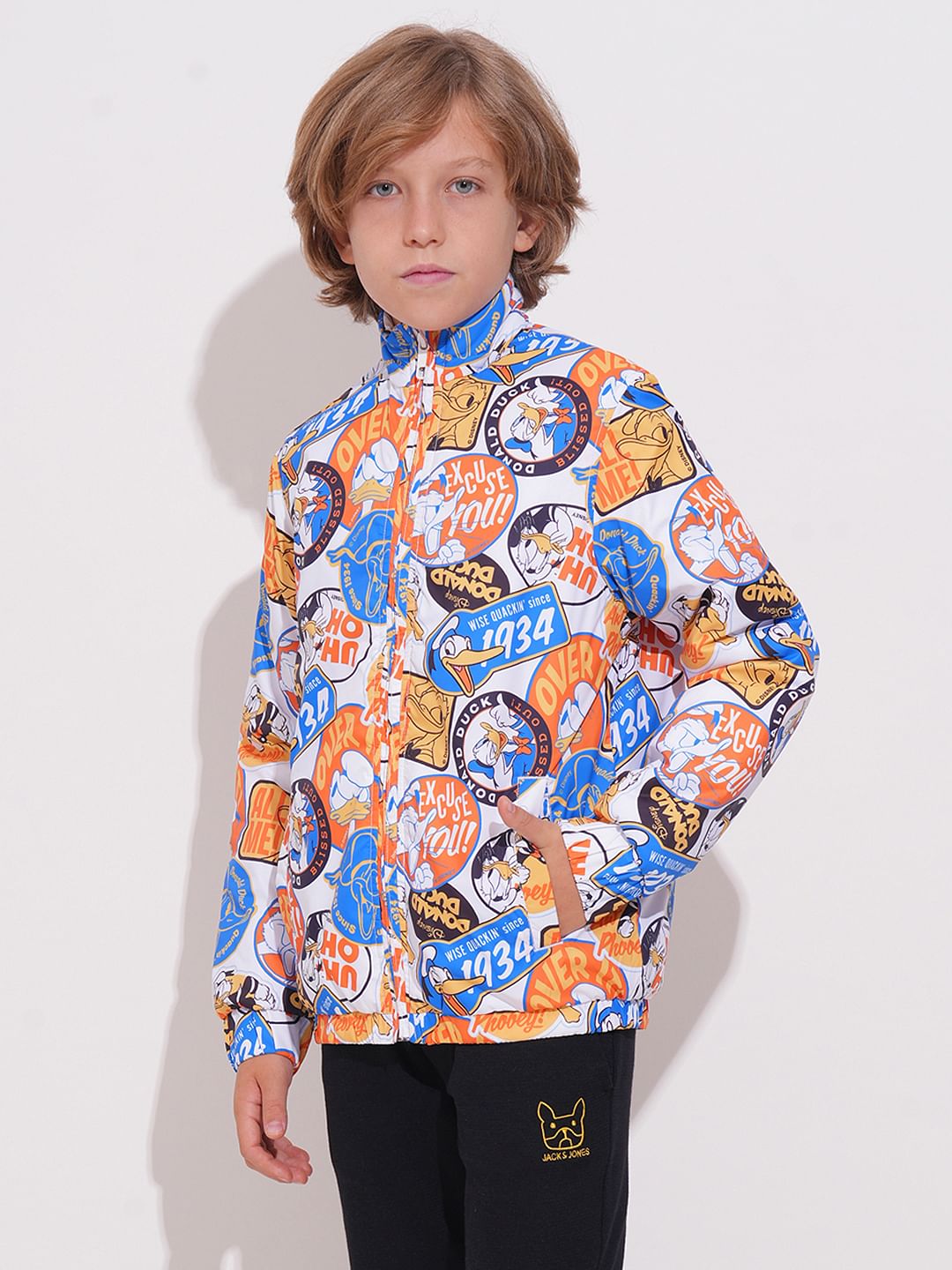 White Donald Duck Puffer Jacket