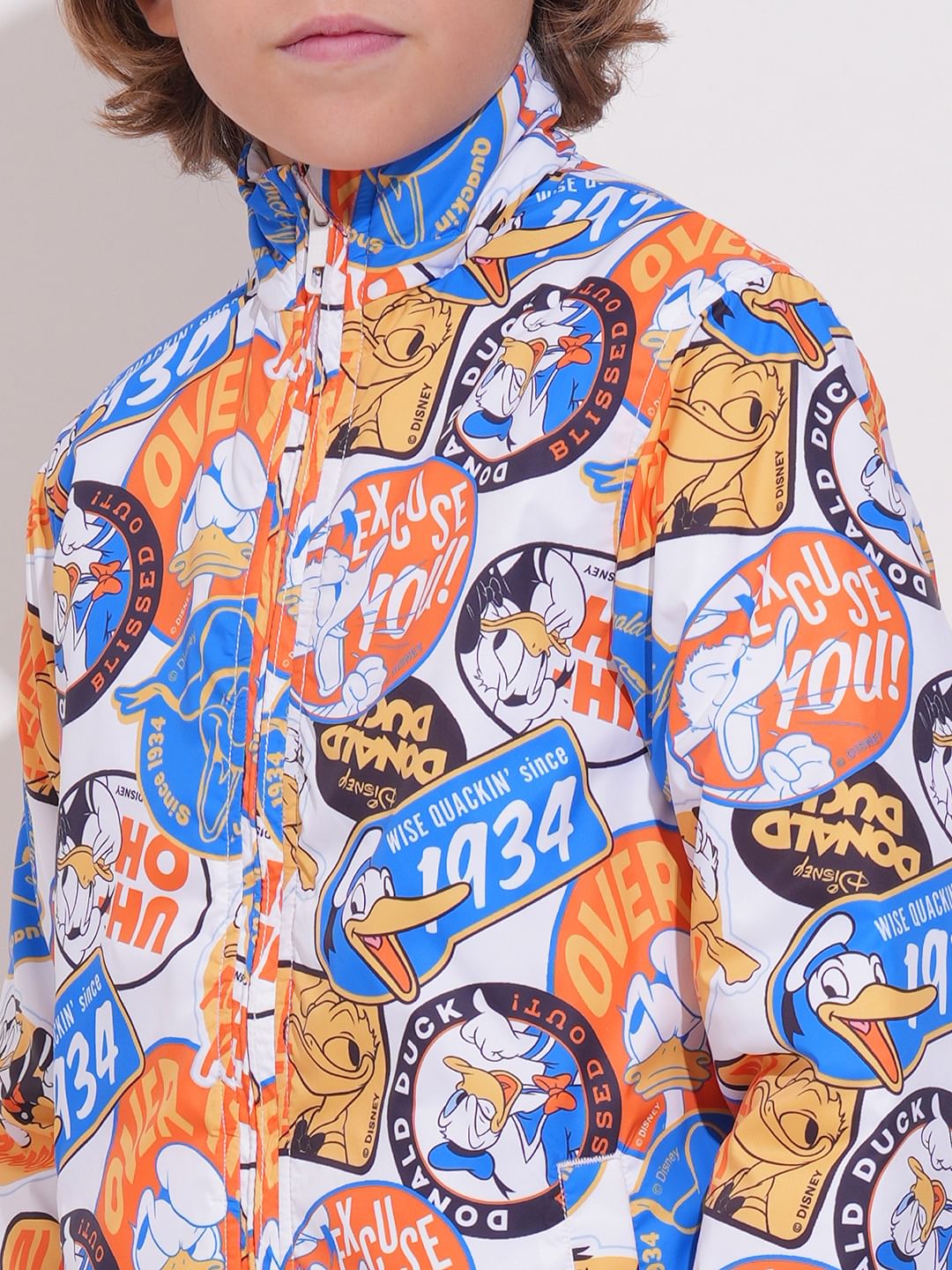 White Donald Duck Puffer Jacket