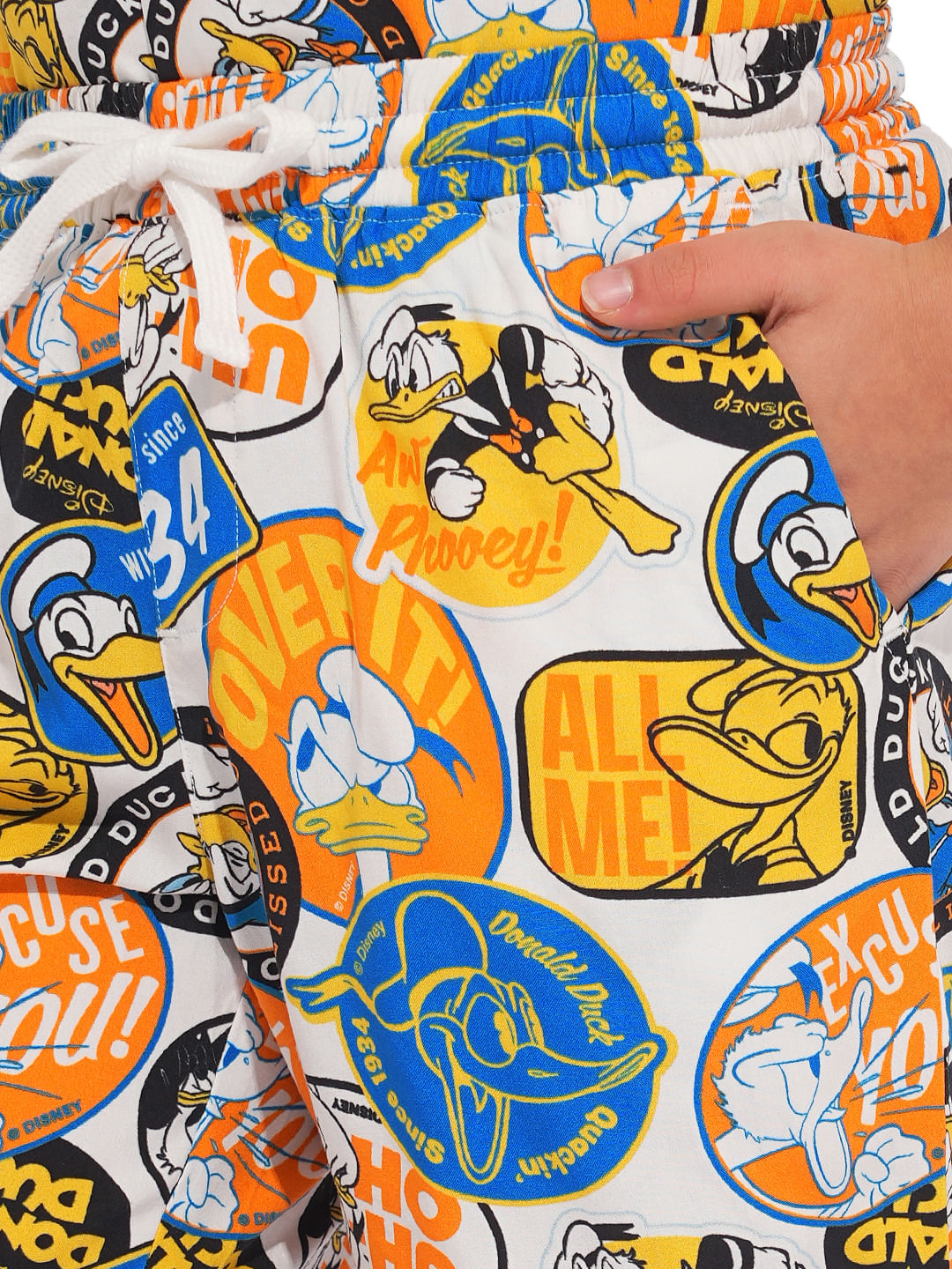 DONALD DUCK White Printed Co-ord Set Shorts