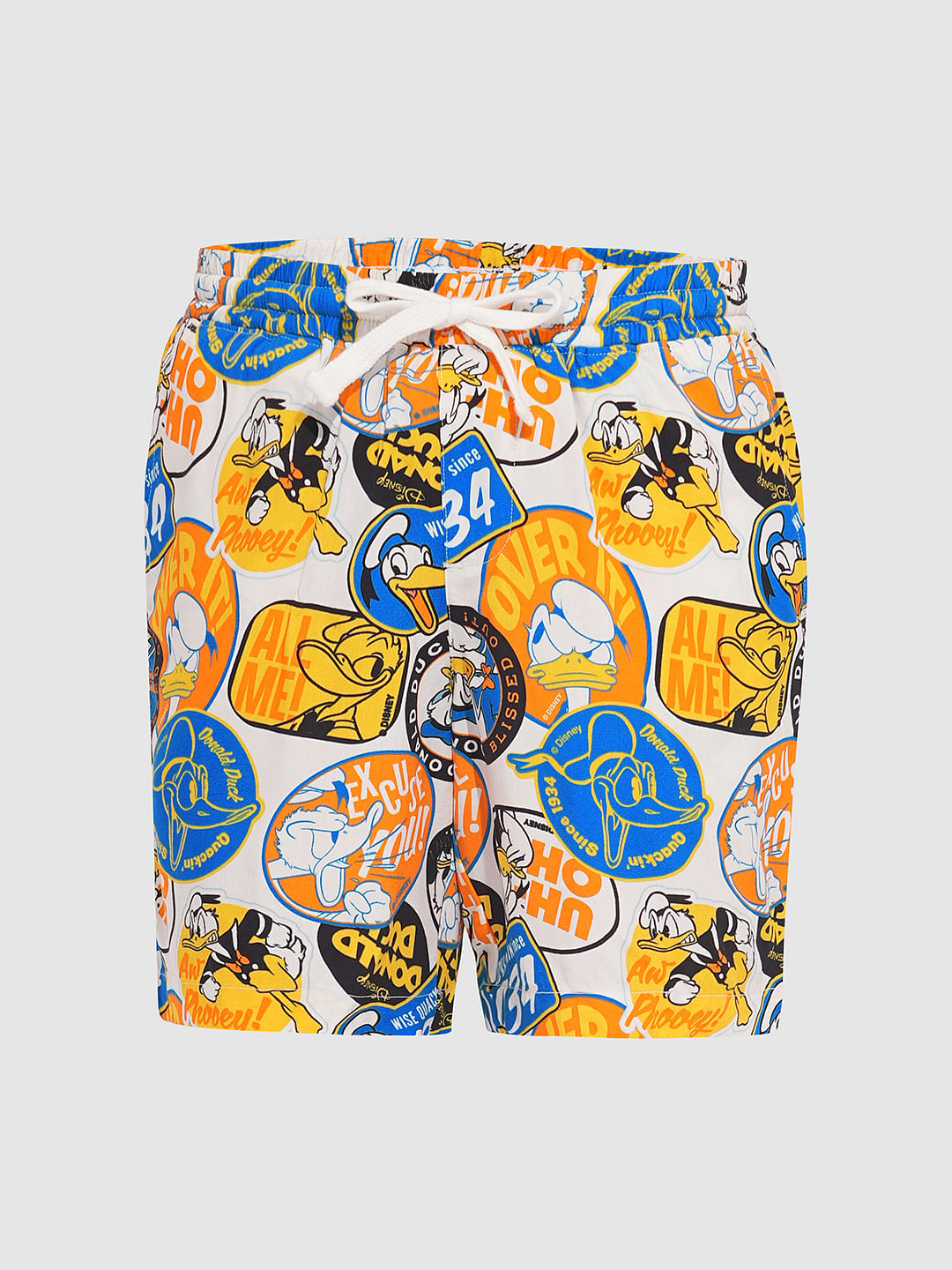 DONALD DUCK White Printed Co-ord Set Shorts