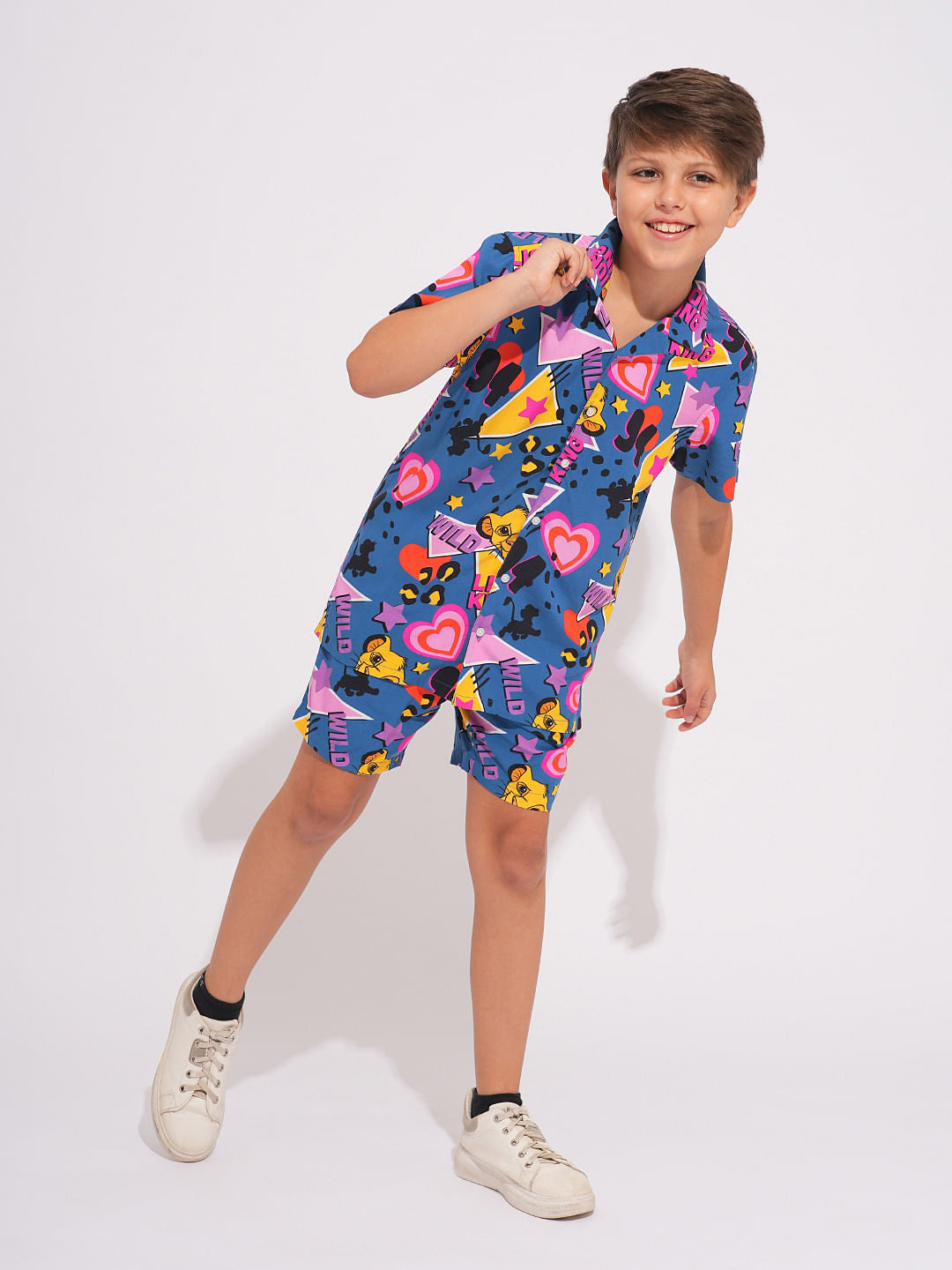 LION KING Blue Printed Co-ord Set Shorts