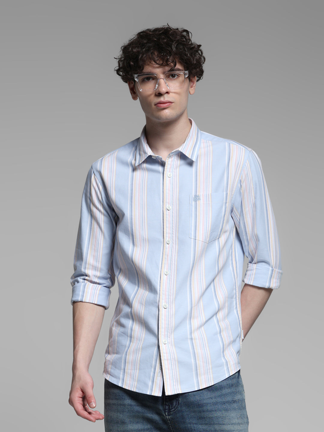 Blue Yarn Dyed Striped Shirt