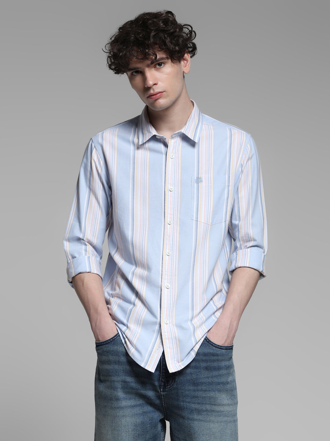 Blue Yarn Dyed Striped Shirt