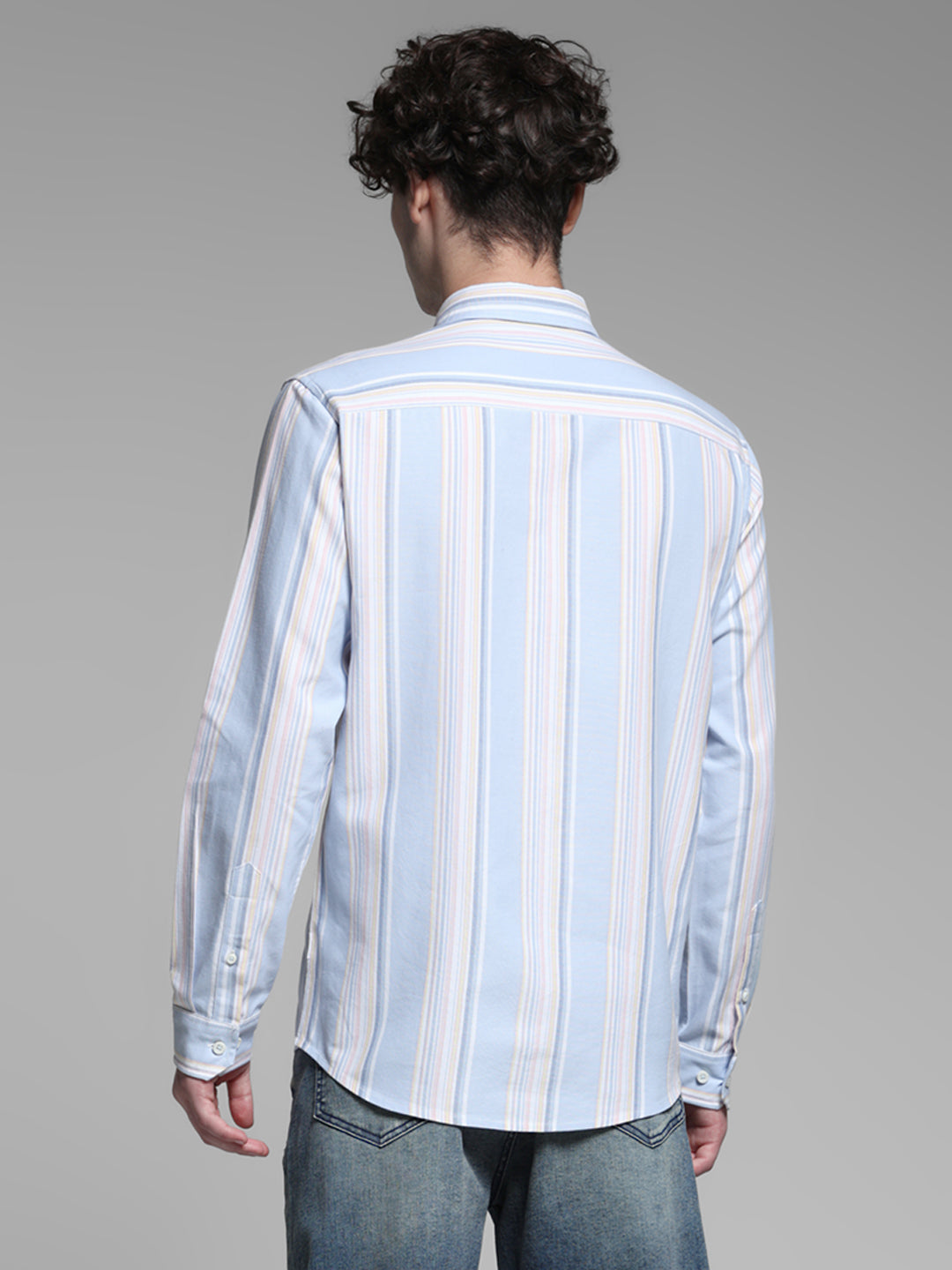Blue Yarn Dyed Striped Shirt
