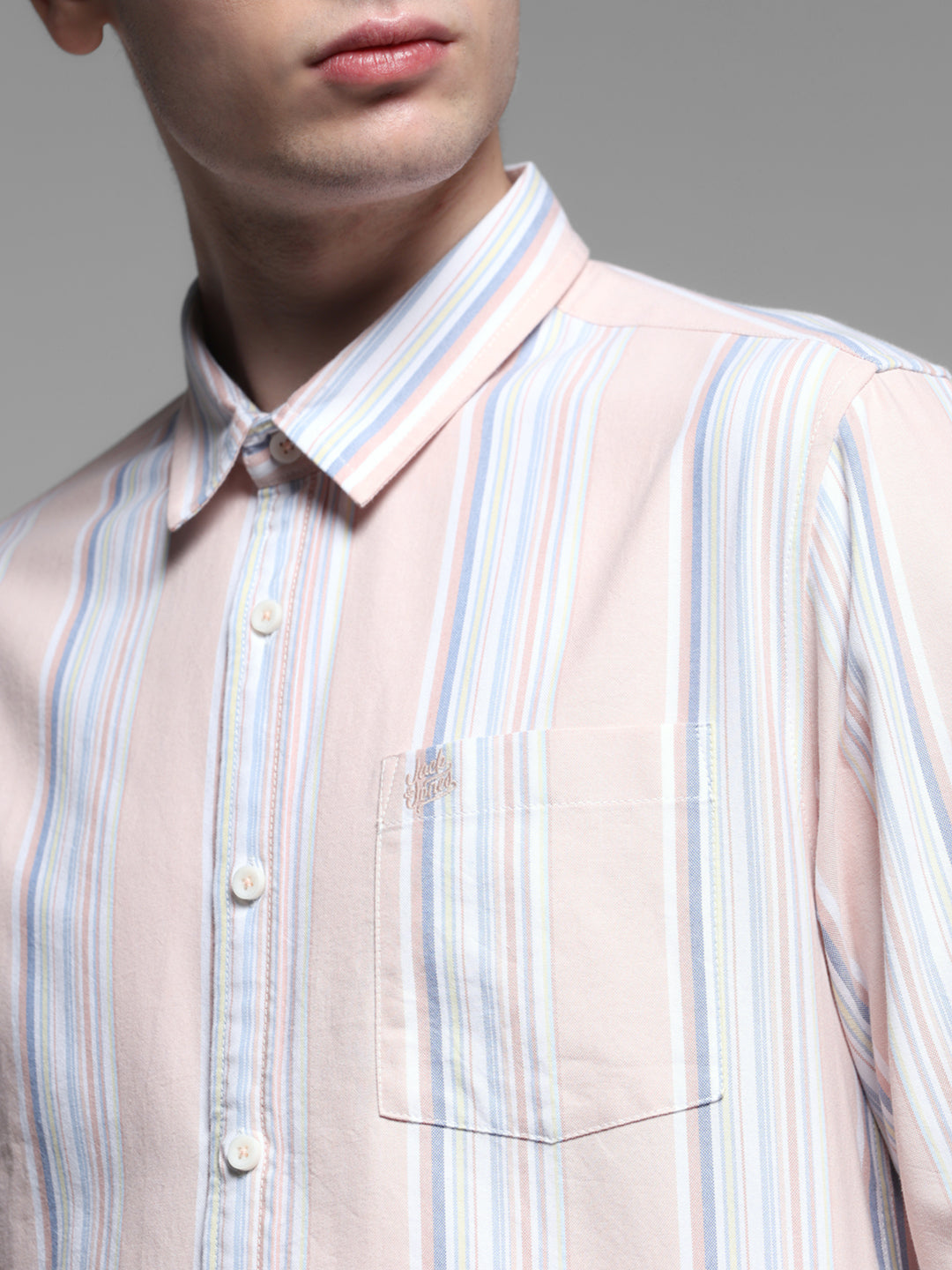 Pink Yarn Dyed Striped Shirt