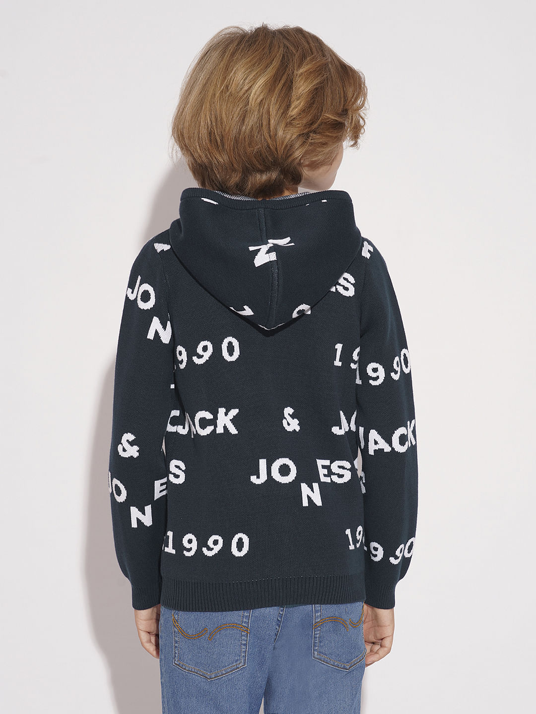 Boys Navy Blue Knitted Hooded Sweater