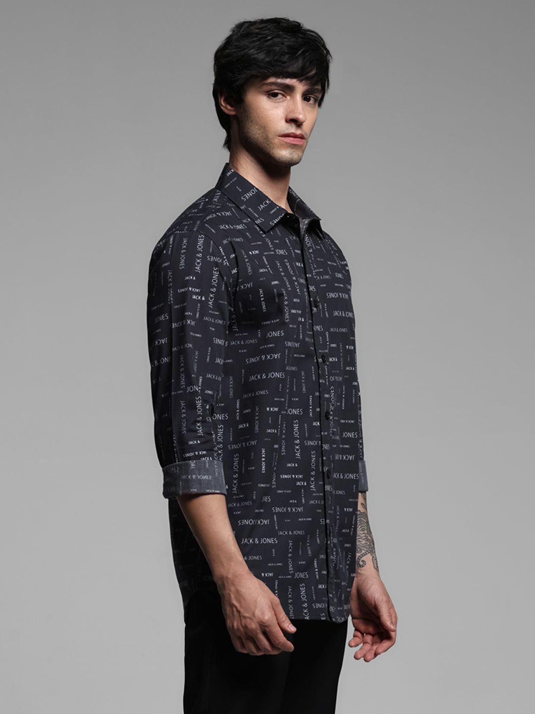 Black Logo Print Cotton Shirt