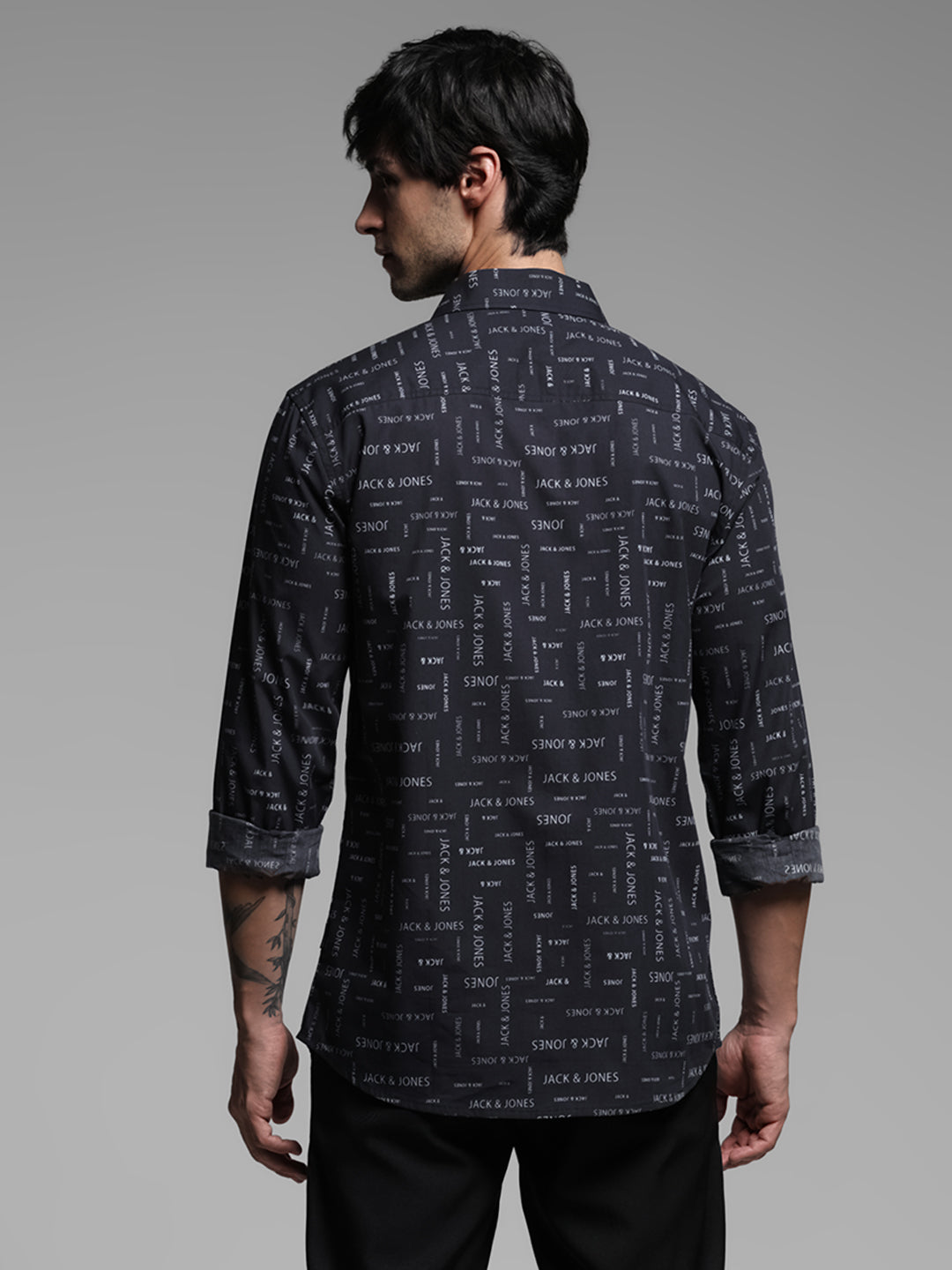 Black Logo Print Cotton Shirt