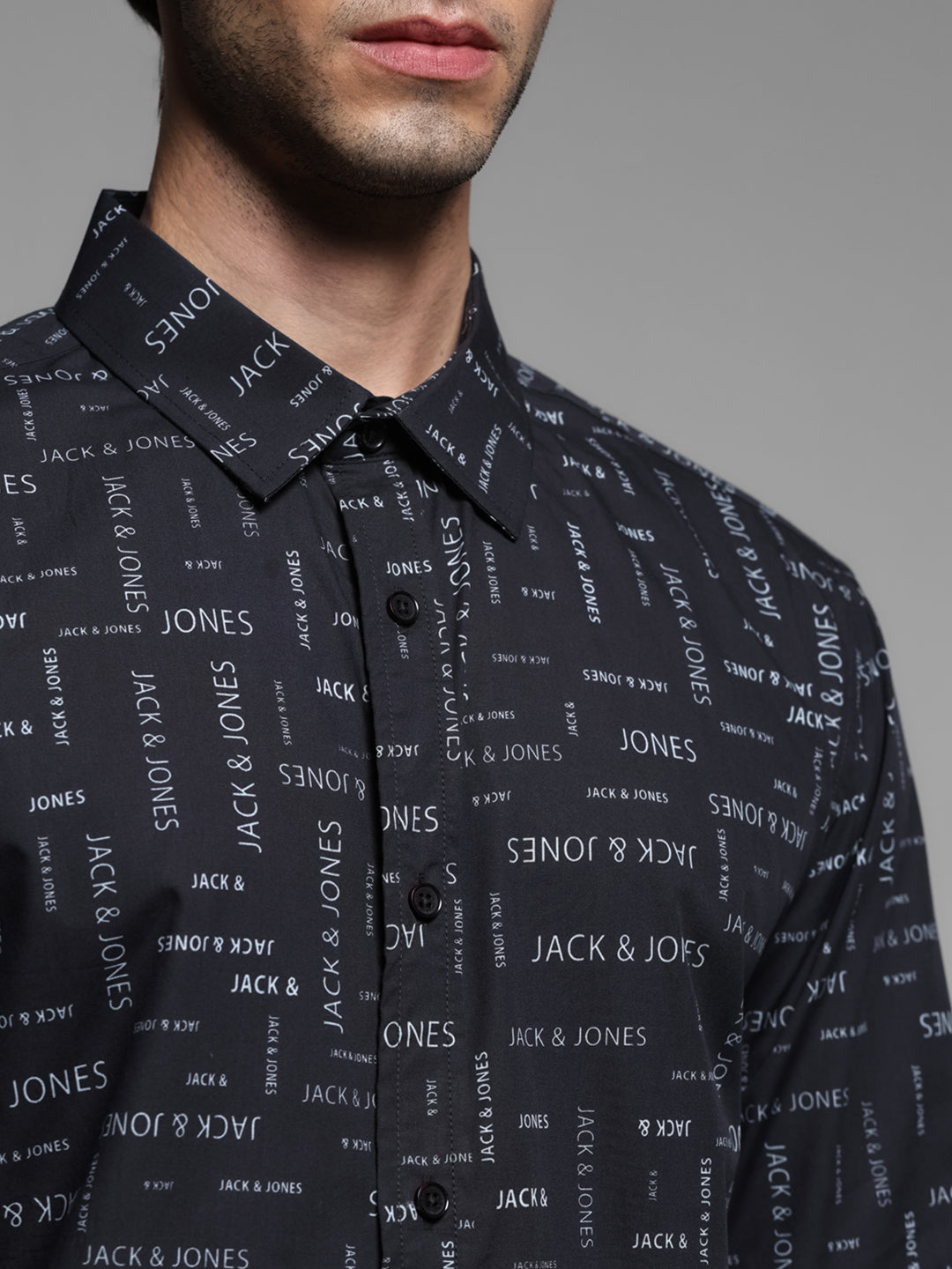 Black Logo Print Cotton Shirt