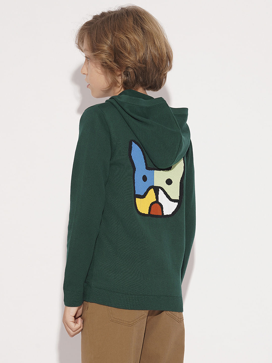 Boys Dark Green Hooded Sweater