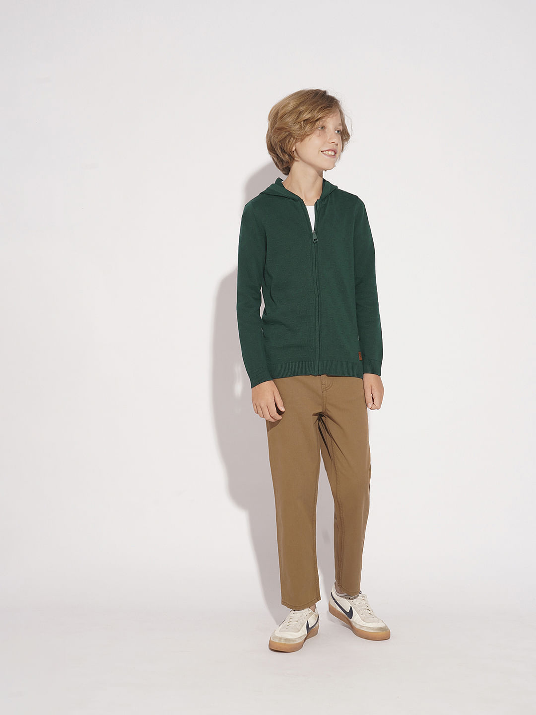 Boys Dark Green Hooded Sweater