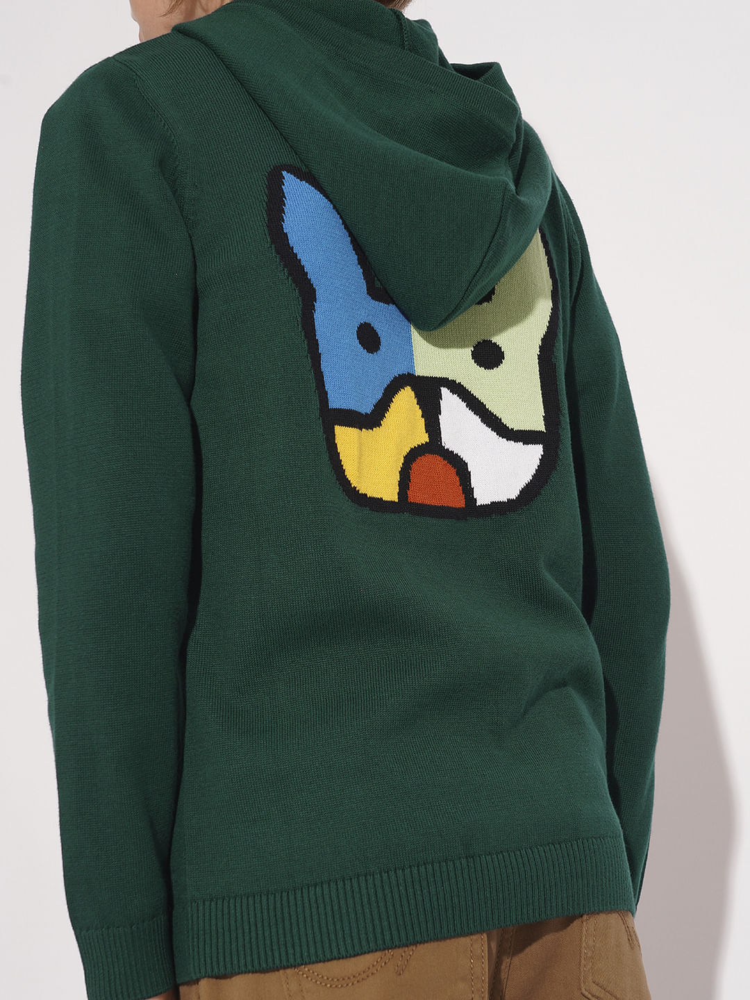 Boys Dark Green Hooded Sweater