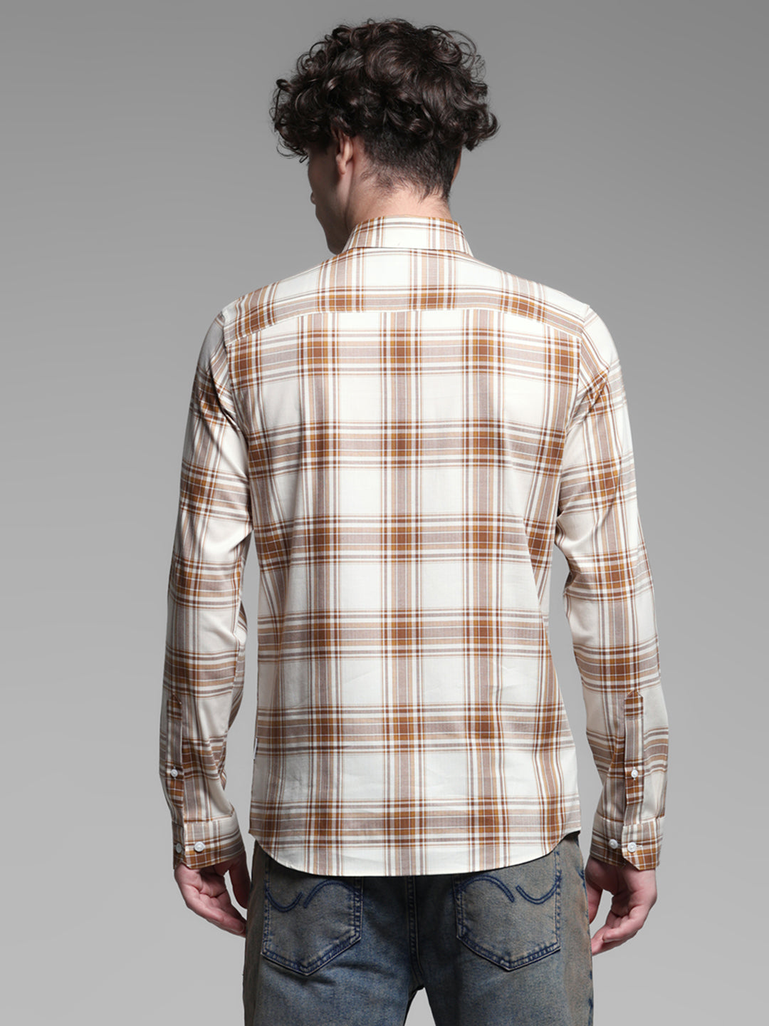 White & Brown Check Shirt
