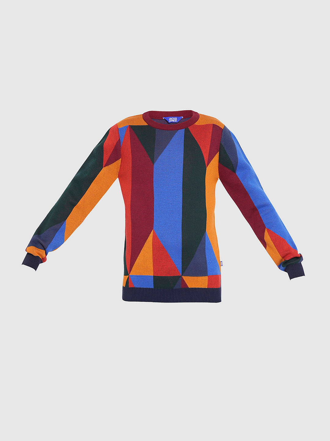 Boys Colourblocked Abstract Print Pullover