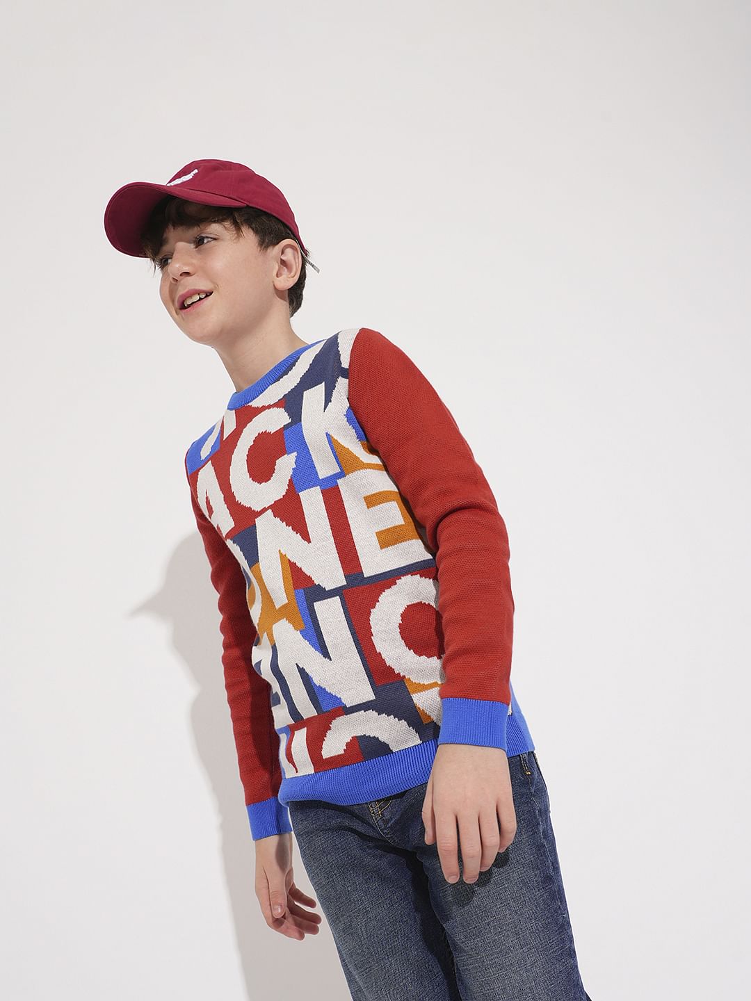 Boys Red Logo Print Pullover