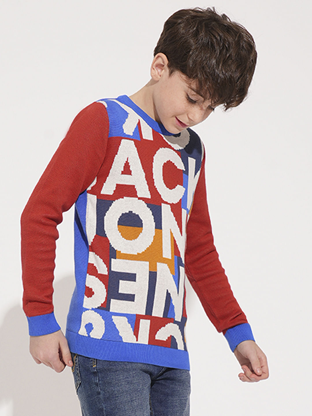 Boys Red Logo Print Pullover