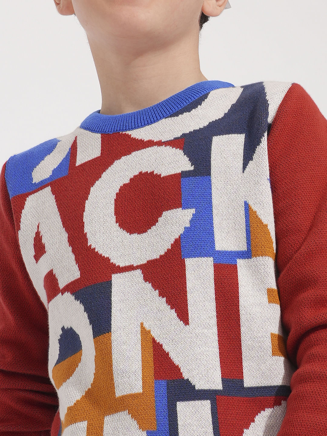Boys Red Logo Print Pullover