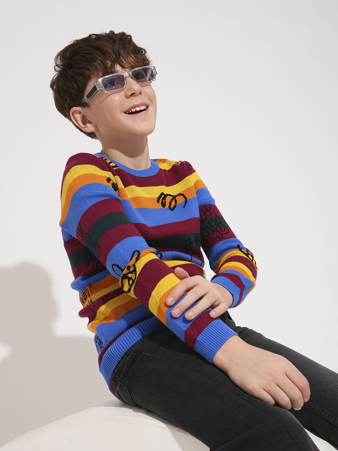 Multi-Colour Striped Knitted Sweater