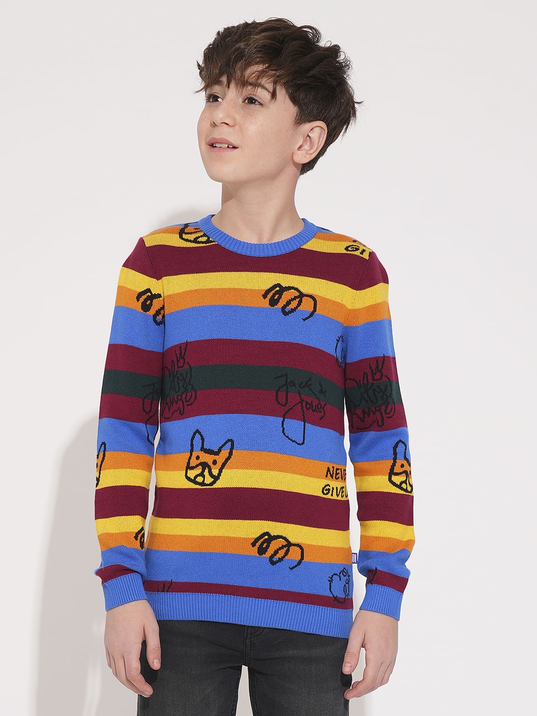 Multi-Colour Striped Knitted Sweater