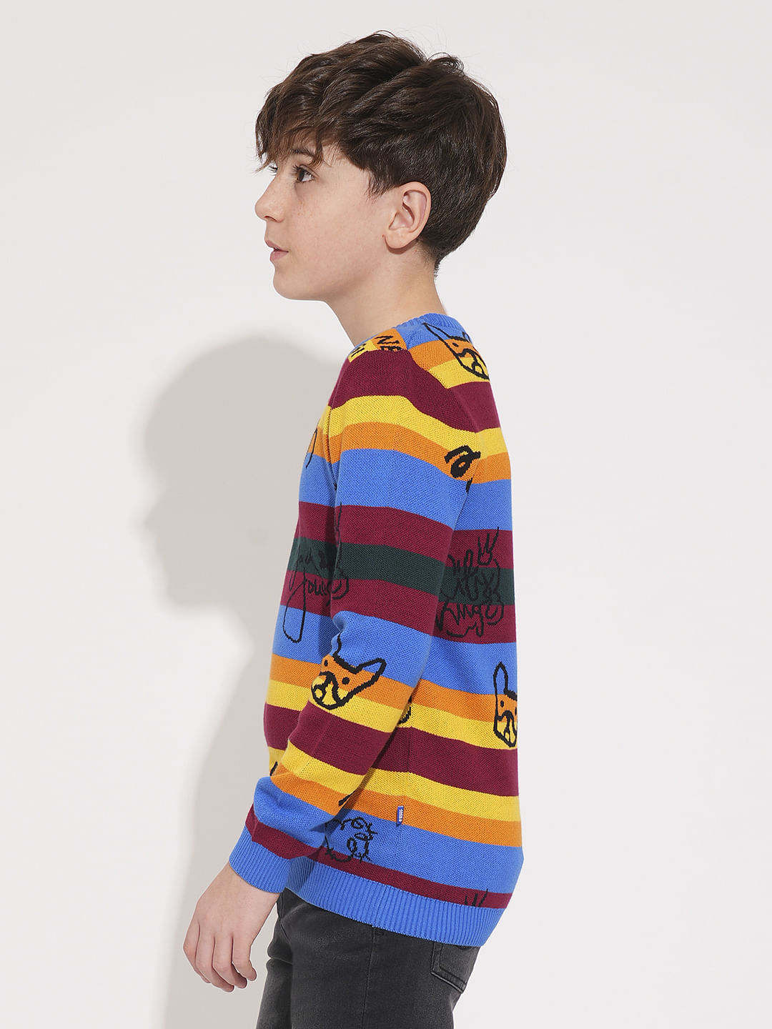 Multi-Colour Striped Knitted Sweater