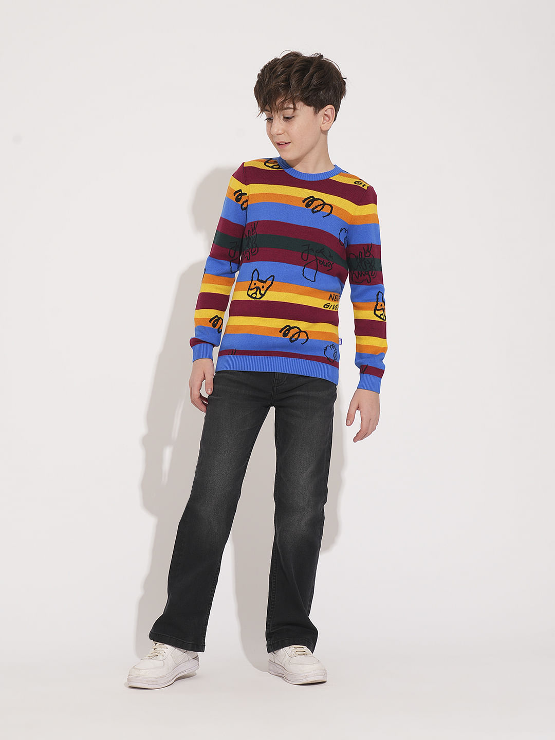 Multi-Colour Striped Knitted Sweater