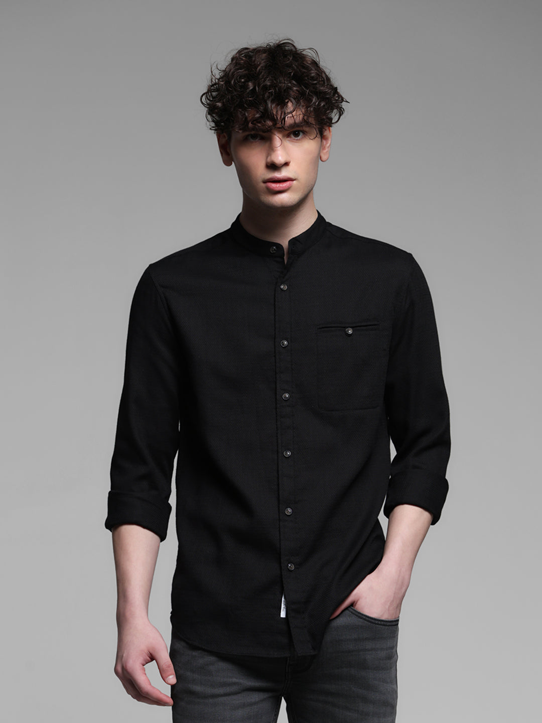 Black Dobby Cotton Shirt