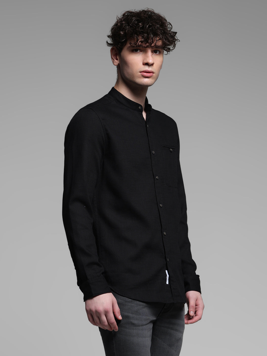 Black Dobby Cotton Shirt